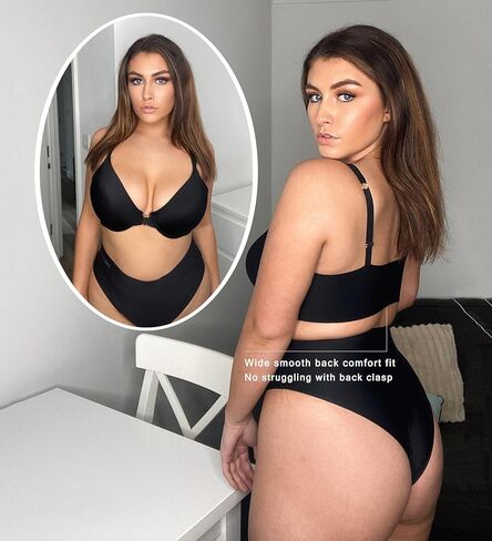 FINETOO حمالة صدر للنساء مثير إغلاق الجبهة حمالات الصدر للنساء حجم كبير حمالة الصدر التغطية الكاملة غير المبطنة حمالات الصدر مع Underwire رفع البرازيلي in Kuwait