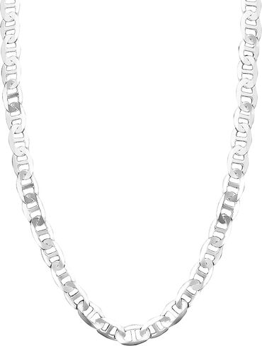 Honolulu Jewelry Company Solid Sterling Silver 4.5mm 6.5mm 7mm or 8mm Mariner Link Chain Necklace or Bracelet For Men Lobster Clasp Made in Italy, 7.5" - 28" in Kuwait