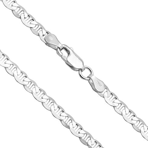 Honolulu Jewelry Company Solid Sterling Silver 4.5mm 6.5mm 7mm or 8mm Mariner Link Chain Necklace or Bracelet For Men Lobster Clasp Made in Italy, 7.5" - 28" in Kuwait