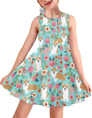 JEOCODY Sundress for Girl Sleeveless Tank Dress Casual Crewneck Twirl Swing Dress for Kids in Saudi Arabia