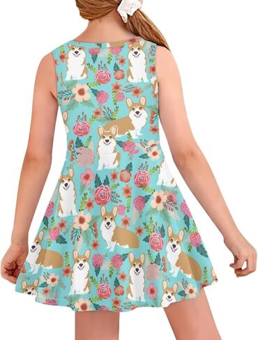 JEOCODY Sundress for Girl Sleeveless Tank Dress Casual Crewneck Twirl Swing Dress for Kids in Saudi Arabia