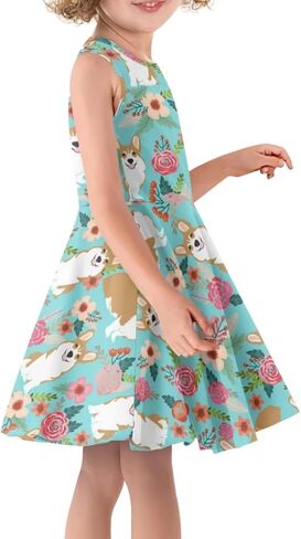 JEOCODY Sundress for Girl Sleeveless Tank Dress Casual Crewneck Twirl Swing Dress for Kids in Saudi Arabia