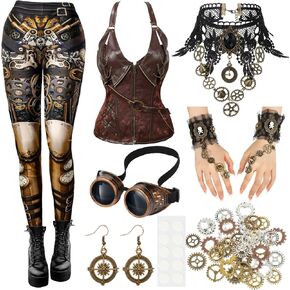 Liitrsh 29 قطعة أزياء الهالوين النسائية Steampunk إكسسوارات للملابس القوطية الشريرة الرجعية تشمل قلادة مشد ضيقة in Kuwait