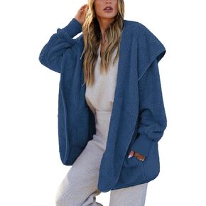 Paintcolors Women's Winter Faux Fuzzy Jacket Coat Fleece Hooded Long Sleeve Sherpa Jacket Oversized Teddy Coat with Pockets in Saudi Arabia