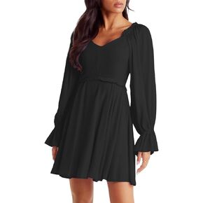 Prettywear المرأة كم طويل Smocked الخامس الرقبة مرونة الخصر وصيفة الشرف فستان بيبي دول صغير لحفل زفاف الضيوف in Kuwait