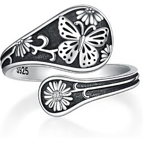 JXJL Sunflower Spoon Thumb Rings for Women: 925 Sterling Silver Rings Adjustable Vintage Victorian Style Antique Rings for Women Teen Girls in Kuwait