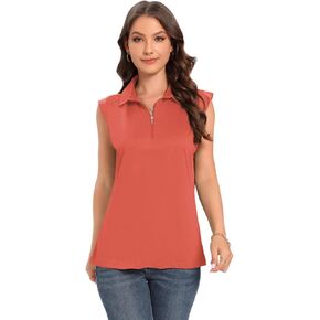JOYMASAR Womens Golf Shirt Quick Dry Sleeveless Tennis Tops UPF50+ Collared Golf Polo Shirts for Women with Zipper
