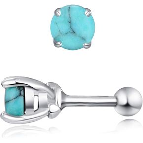 Turquoise Studs Earrings, Round Shape 925 Sterling Silver Screwback Studs for Women, Turquoise Jewelry Mother Day Gift for Women Mom Wife Daughter Girlfriend in Saudi Arabia