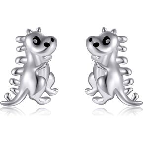 Sterling Silver Animal Earrings Pig Horse Dinosaur Duck Otter Dragon Penguin Chicken Cat Moonstone Reindeer Stud Earrings Valentines Day Jewelry for Women Girls Animal Lover