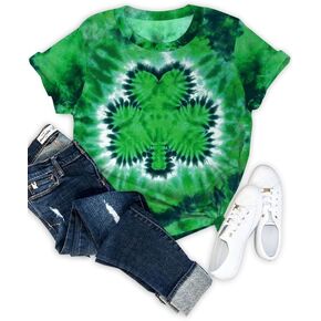 For G and PL Women's St. Patrick's Day Shirt Green Crewneck Short Sleeve Tee Tops
