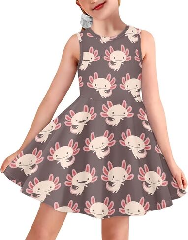 JEOCODY Sundress for Girl Sleeveless Tank Dress Casual Crewneck Twirl Swing Dress for Kids in Saudi Arabia