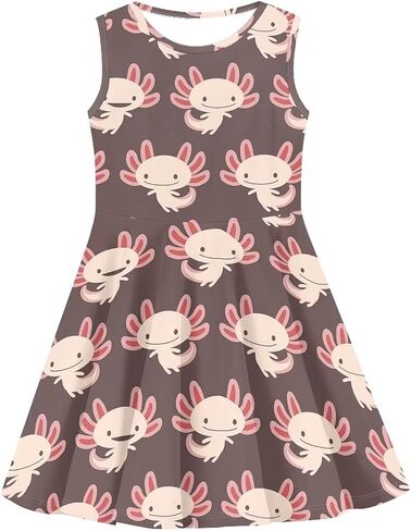 JEOCODY Sundress for Girl Sleeveless Tank Dress Casual Crewneck Twirl Swing Dress for Kids in Saudi Arabia