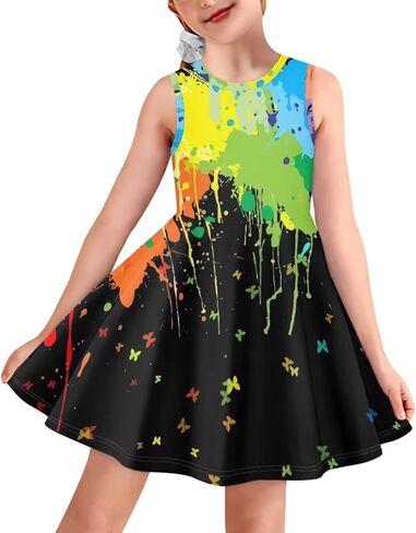 JEOCODY Sundress for Girl Sleeveless Tank Dress Casual Crewneck Twirl Swing Dress for Kids in Saudi Arabia