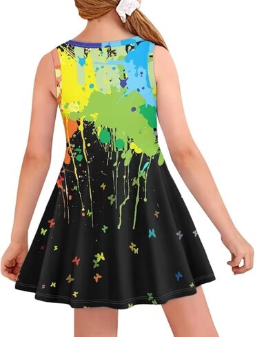 JEOCODY Sundress for Girl Sleeveless Tank Dress Casual Crewneck Twirl Swing Dress for Kids in Saudi Arabia