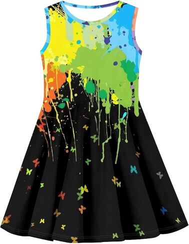 JEOCODY Sundress for Girl Sleeveless Tank Dress Casual Crewneck Twirl Swing Dress for Kids in Saudi Arabia