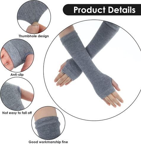 WLLHYF 4 Pairs Cashmere Feel Fingerless Gloves With Thumb Hole Typing Warmer Gloves Wrist Arm Stretch Winter Knit Fingerless Gloves for Women Men in Saudi Arabia