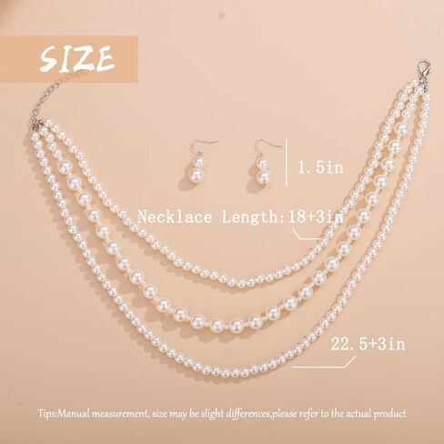 Aimimier 1920s Boho Multilayered Strand Long Faux Pearls Choker Necklace in Saudi Arabia