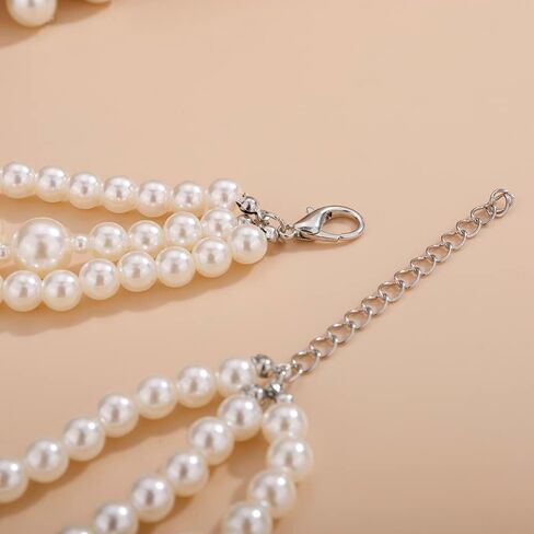 Aimimier 1920s Boho Multilayered Strand Long Faux Pearls Choker Necklace in Saudi Arabia