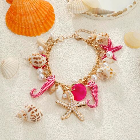 Shell Starfish Necklace Bracelet Conch Statement Chunky Necklace Mermaid Costume Jewelry Beach Jewelry for Women in Saudi Arabia
