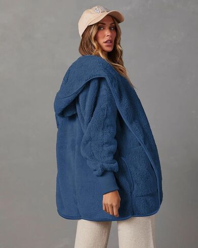 Paintcolors Women's Winter Faux Fuzzy Jacket Coat Fleece Hooded Long Sleeve Sherpa Jacket Oversized Teddy Coat with Pockets in Saudi Arabia