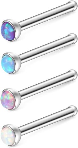 Ruifan 20G 1.5mm 2mm 2.5mm 3mm Jeweled Opal Nose Bone Studs Rings Pin Piercing Jewelry 4PCS in Saudi Arabia