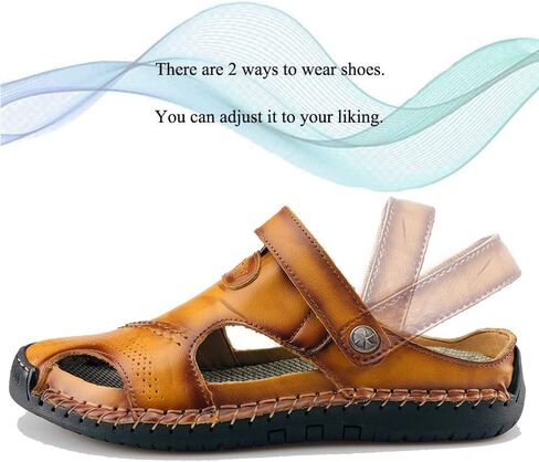 UPIShi Mens Closed Toe Casual Leather Strap Athletic Beach Outdoor Adjustable Sandals Fisherman Shoes in Saudi Arabia