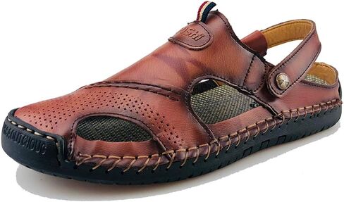 UPIShi Mens Closed Toe Casual Leather Strap Athletic Beach Outdoor Adjustable Sandals Fisherman Shoes in Saudi Arabia