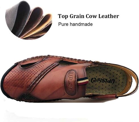 UPIShi Mens Closed Toe Casual Leather Strap Athletic Beach Outdoor Adjustable Sandals Fisherman Shoes in Saudi Arabia