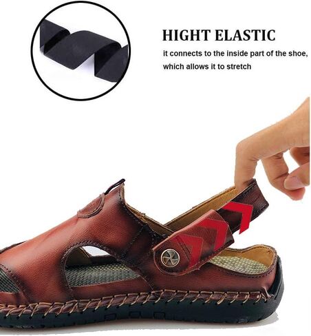 UPIShi Mens Closed Toe Casual Leather Strap Athletic Beach Outdoor Adjustable Sandals Fisherman Shoes in Saudi Arabia
