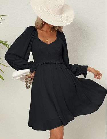 Prettywear المرأة كم طويل Smocked الخامس الرقبة مرونة الخصر وصيفة الشرف فستان بيبي دول صغير لحفل زفاف الضيوف in Kuwait