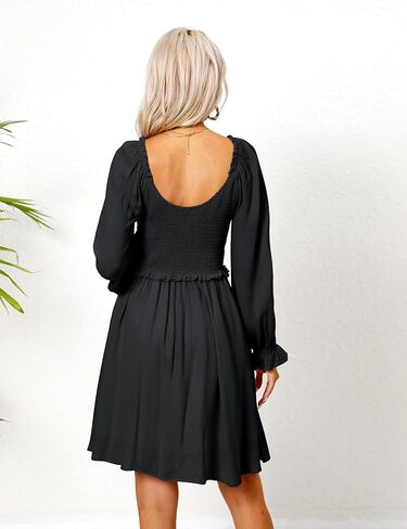 Prettywear المرأة كم طويل Smocked الخامس الرقبة مرونة الخصر وصيفة الشرف فستان بيبي دول صغير لحفل زفاف الضيوف in Kuwait