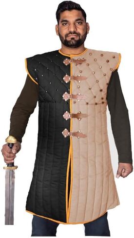 THE MEDIEVALS Rennaissance Costumes padded armor dress for cosplay Quilted Gambeson Dual Tone // in Kuwait