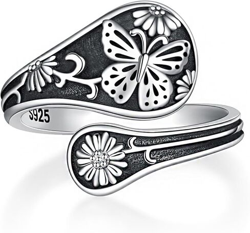 JXJL Sunflower Spoon Thumb Rings for Women: 925 Sterling Silver Rings Adjustable Vintage Victorian Style Antique Rings for Women Teen Girls in Kuwait