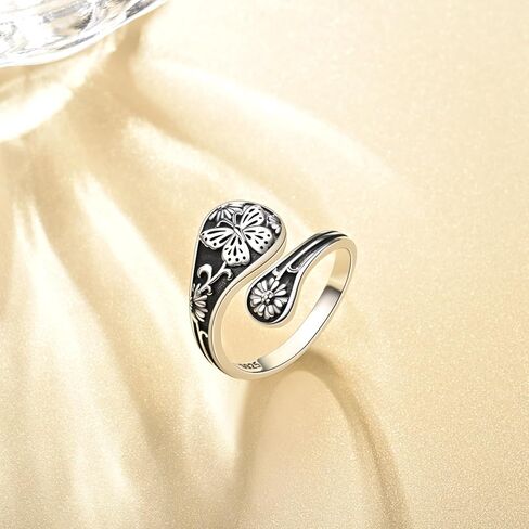JXJL Sunflower Spoon Thumb Rings for Women: 925 Sterling Silver Rings Adjustable Vintage Victorian Style Antique Rings for Women Teen Girls in Kuwait