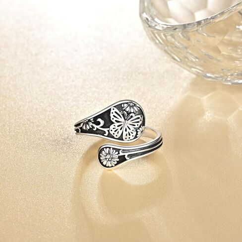 JXJL Sunflower Spoon Thumb Rings for Women: 925 Sterling Silver Rings Adjustable Vintage Victorian Style Antique Rings for Women Teen Girls in Kuwait
