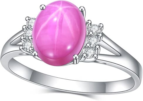 7/9 mm | 0.28"/0.35" Lab Star Sapphire Rings - Gem's Beauty Genuine 925 Sterling Silver Handmade Ring Birthstone Rings Engagement Rings（size 5-10） in Saudi Arabia