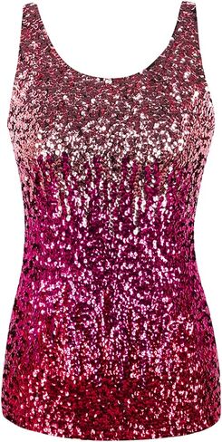 kayamiya Women's 1920s Sparkly Sequin Top Glitter Rave Party Vest Tank Tops in Saudi Arabia