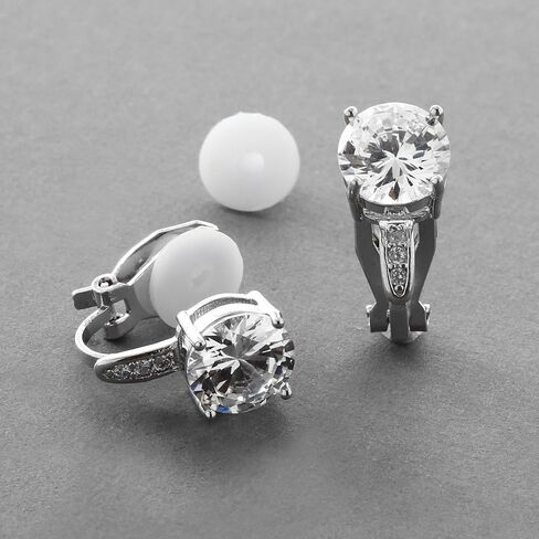 Mariell Clip-On Cubic Zirconia Crystal Stud Earring, 2 Carat, for Wedding, Bride, Prom, Birthday Gift in Saudi Arabia