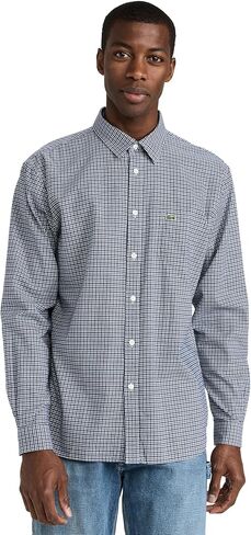 Lacoste Men's Long Sleeve Regular Fit Checkered Button Down Shirt in Saudi Arabia