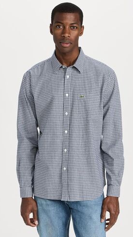 Lacoste Men's Long Sleeve Regular Fit Checkered Button Down Shirt in Saudi Arabia