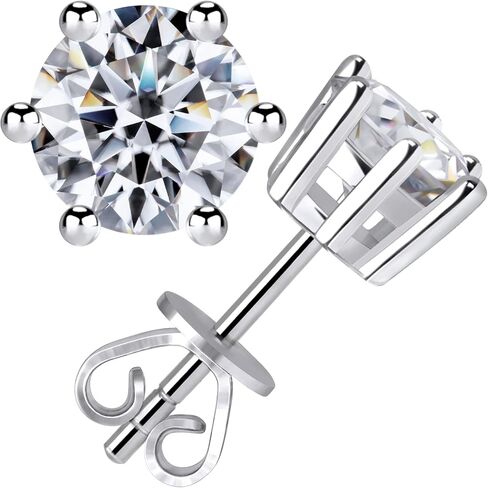 Moissanite Stud Earrings for Women Men, Nickel Free S925 Sterling Silver Hypoallergenic Earrings, 1ct - 2ct D Color VVS1 Clarity Brilliant Round Cut Lab Created Diamond Earring Set Promise Birthday Christmas Gift (Classic 6 prong, 1 carats-(0.5ct*2)-5mm) in Saudi Arabia
