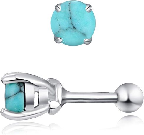 Turquoise Studs Earrings, Round Shape 925 Sterling Silver Screwback Studs for Women, Turquoise Jewelry Mother Day Gift for Women Mom Wife Daughter Girlfriend in Saudi Arabia