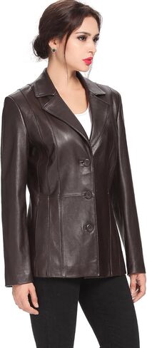 BGSD Women Crystal Lambskin Leather Blazer Jacket (Also available in Plus Size & Petite) in Kuwait