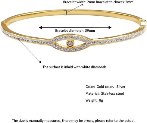 Evil Eye Bracelet for Women Dainty Bracelets 14K Gold Plated with Crystcal Cubic Zirconia Cute Bangle Jewelry Gift for Her (A-Silver) in Saudi Arabia