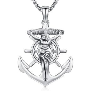 DRINSPER 925 Sterling Sliver Patron Saint Necklace | St Christopher/Virgin Mary Medal/Jesus/St Michael/Praying hands/St Peregrine/St Benedict Necklace for Men Women with 2mm 22"+2" Box Chain in Saudi Arabia