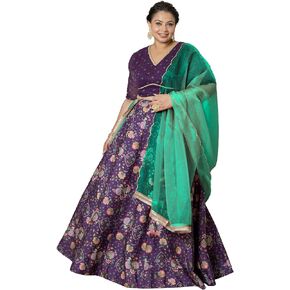 XL LOVE - من Janasya هدايا عيد الحب جورجيت أرجواني مزين بوشاح Lehenga Choli Dupatta in Kuwait