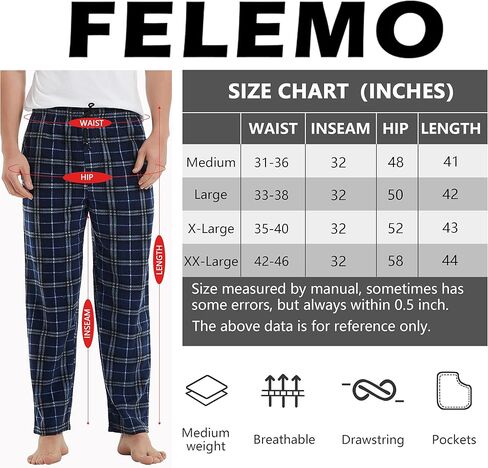 FELEMO Men's Super Soft Pajama Pant Comfy Lounge Plaid Sleep Pants, M-XXL in Kuwait