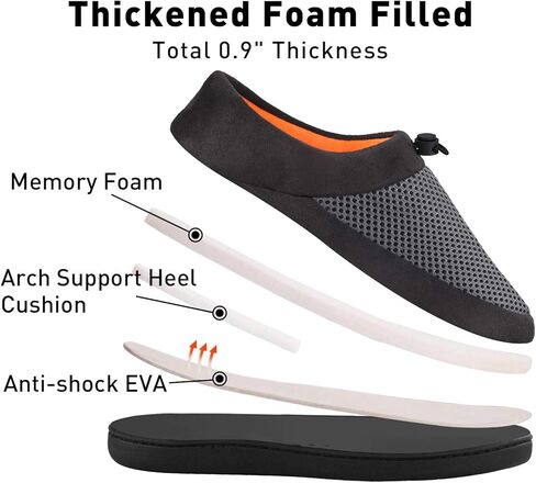 شباشب VONMAY للرجال أحذية منزلية مسامية مريحة من إسفنج الذاكرة مع رباط قابل للتعديل وياقة مطاطية للاستخدام الداخلي والخارجي in Kuwait