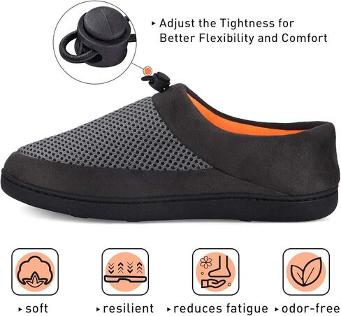 شباشب VONMAY للرجال أحذية منزلية مسامية مريحة من إسفنج الذاكرة مع رباط قابل للتعديل وياقة مطاطية للاستخدام الداخلي والخارجي in Kuwait