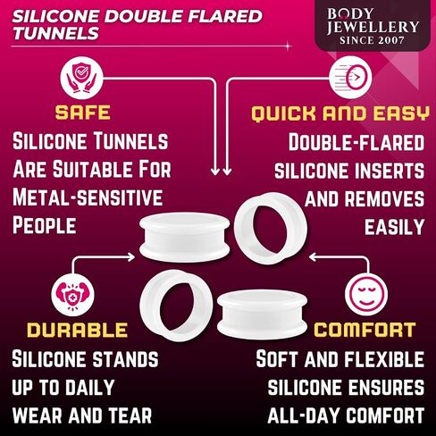 bodyjewellery White Double Flare Tunnels Ear Plugs SI01 wholesale Lot Ear s Stretching Stretchers bulk Piercing 4Pcs in Saudi Arabia